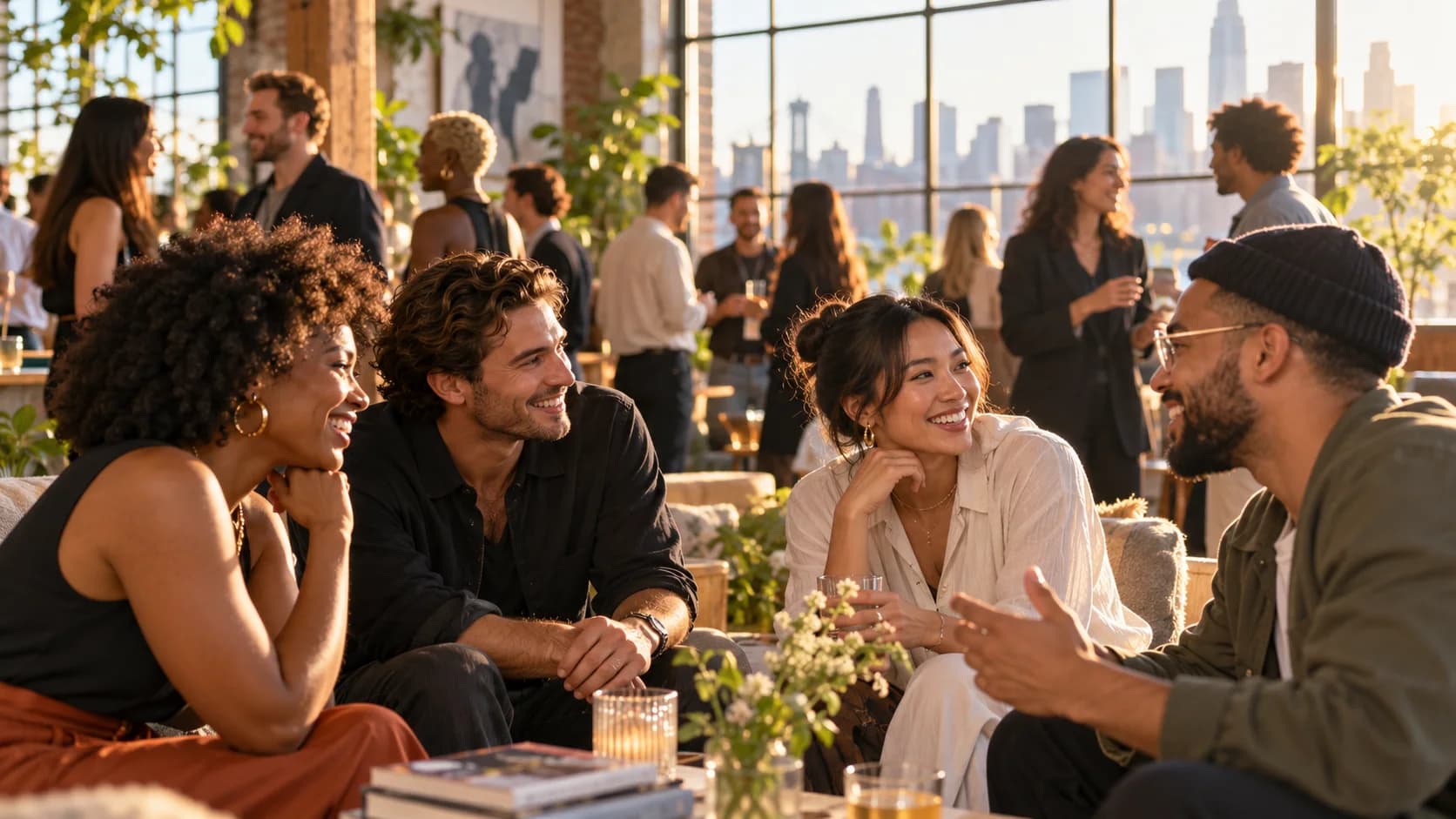 Creators connecting at an intimate community gathering